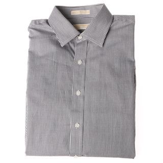 Michael Kors Mens Jet Black Checkered Long sleeve Dress Shirt (size 16  32 33)