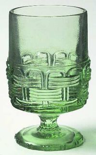 Smith Glass  Wicker Green Water Goblet   Green, Basket Weave  Design On Glass