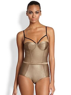 Zimmermann One Piece Scout Balcony Swimsuit   Taupe