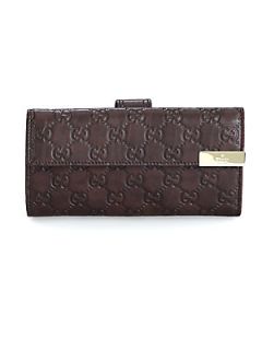 Microguccissima Leather Continental Wallet   Chocolate