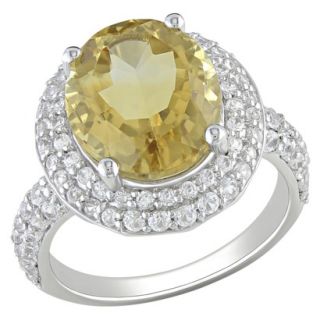 Sterling Silver Citrine and Created White Sapphire Ring