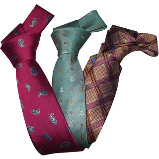 Dmitry Boys Italian Silk Patterned Ties (set Of 3) (Pink, green, orangeApproximate length 48 inchesApproximate width 2.25 inchesMaterials 100 percent silkMade in ItalyCare instructions Dry clean )
