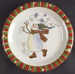 Celebrate Snowman Dinner Plate, Fine China Dinnerware   Susan Winget, Red/Yellow