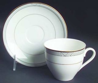 Christopher Stuart Empire House Flat Cup & Saucer Set, Fine China Dinnerware   B