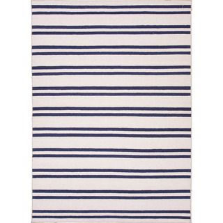 Handmade Flat Weave Stripe Pattern Ivory Rug (9 X 12)