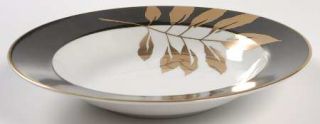 Mikasa Gold Leaf Black Rim Soup Bowl, Fine China Dinnerware   Gold Leaves On Bla