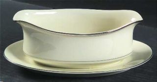 Mikasa Belair Gravy Boat with Attached Underplate, Fine China Dinnerware   Ivory