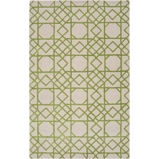 Hand tufted Venlo Green Geometric Trellis Wool Rug (2 X 3)