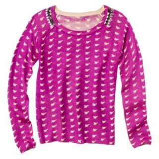Juniors Studded Pullover Sweater   Radiant Orchid XL