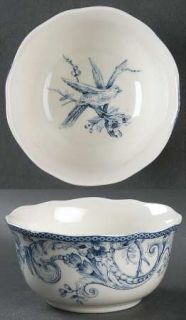 222 Fifth (PTS) Adelaide Blue & White Soup/Cereal Bowl, Fine China Dinnerware  