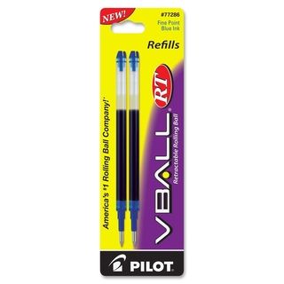 Pilot Refill For V Ball Retractable Rolling Ball Pen Fine Blue Ink 2/pk (BlueWeight 3 ouncesModel Pen RefillPack of 2Pocket Clip No Refillable NoRetractable NoPen Length 4 In.Tip Type RollerballPoint Size FineInk Type LiquidDimensions 5.5 inche