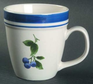 LL Bean Blueberry Mug, Fine China Dinnerware   Blue Bands,Blueberries,Smooth,No