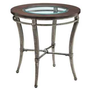 Stein World Verona Round Metal with Wood and Glass Top End Table Multicolor  