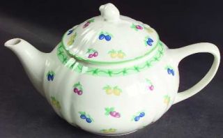 Richard Ginori Boboli Gardens Teapot & Lid, Fine China Dinnerware   Green Lattic