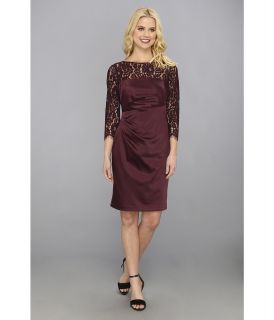Eliza J 3/4 Sleeve Sheath With Side Tuck Womens Dress (Burgundy)