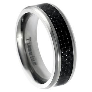 Daxx Mens Titanium Black Carbon Inlay Band (7 mm)   12