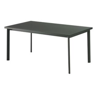 EmuAmericas 64 in Rectangular Table w/ Solid Steel Top, Tubular Legs, Black