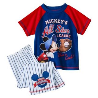 Disney Mickey Mouse Toddler Boys All Star Short Sleeve Pajama Set   Blue 3T