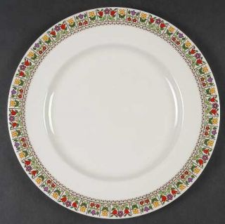 Royal Doulton Fireglow Dinner Plate, Fine China Dinnerware   Multicolor Band Of
