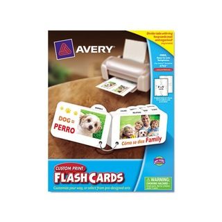 Avery White Printable Flash Cards With Eight Tabs (case Of 100) (WhiteWeight 11 ouncesModel AVE04753Dimension 3 inches x 5 inches Four cards per sheetQuantity 100 Per Pack )