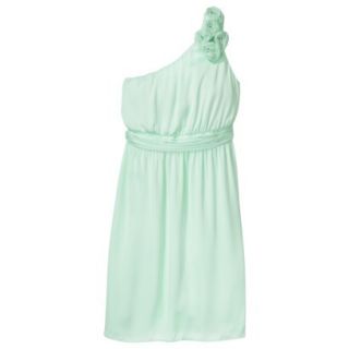 TEVOLIO Womens Satin One Shoulder Rosette Dress   Cool Mint   10