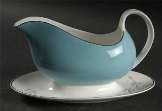 Royal Doulton Summer Song  Gravy Boat with Attached Underplate, Fine China Dinne