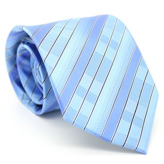 Ferrecci Blue Striped Neck Tie And Handkerchief Set (Blue stripesApproximate length 59 inchesApproximate width 3.5 inchesMaterials MicrofiberCare instructions Dry cleanModel A 5 BLUE )