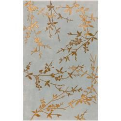 Hand tufted Julian Gray Floral Wool Rug (9 X 13)