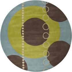 Hand tufted Contemporary Multi Colored Geometric Circles Mayflower Wool Abstract Rug (4 Round)