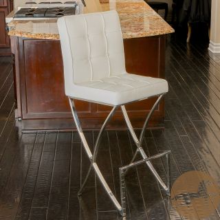 Christopher Knight Home Markson White Leather Barstool (WhiteSome assembly requiredSturdy constructionNeutral colors to match any decorAllows you to comfortably sit at your bar in styleDimensions 45.28 inches high x 18.5 inches wide x 22.84 inches deepSe