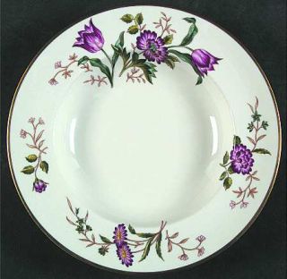 Franciscan Sonora Rim Soup Bowl, Fine China Dinnerware   Pink Flowers, Cream Bac