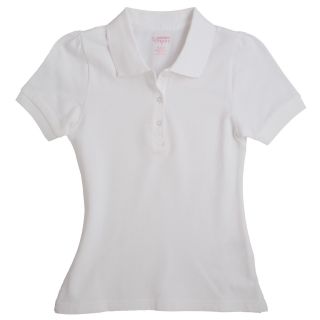 French Toast Stretch Piqué Polo Shirt   Girls 4 6x, White, Girls
