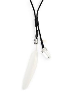 Ann Demeulemeester Kenya Feather, Crystal, Sterling Silver & Leather Necklace  