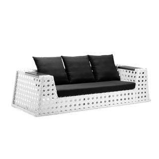 Bahama White Woven Aluminium Grey Cushion Sofa (White with grey cushionsMaterials Weave, aluminiumWaterproof, UV resistant, non fading cushions includedCushion covers unzip for easy removal and washingPowder coated aluminum frames are strong and resist c