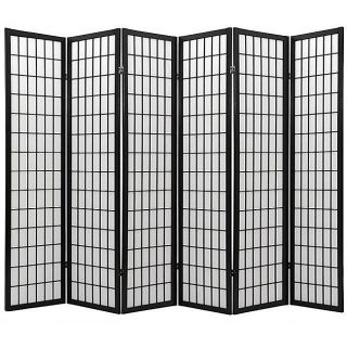 Oriental Shoji 6 panel Black Room Divider Screen