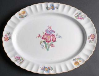 Spode Iris 14 Oval Serving Platter, Fine China Dinnerware   Chelsea Shape, Pink