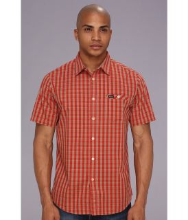 RVCA Lender S/S Woven Shirt Mens Short Sleeve Button Up (Red)