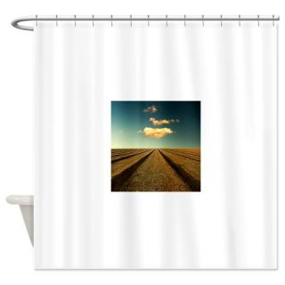  Ploughed field with blue sky and cl Shower Curtain  Use code FREECART at Checkout