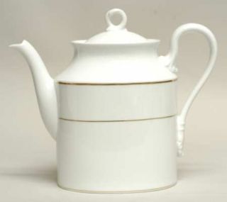 Tiffany Savona Coffee Pot & Lid, Fine China Dinnerware   White, Gold Trim & Verg
