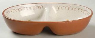 Stangl Golden Blossom (Brown Trim/Yellow) 10 Oval Divided Vegetable Bowl, Fine