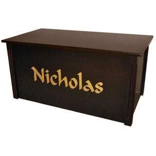 Wood Creations Espresso Finish Calligraphy Lettering Toy Box Solid Birch Dark