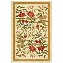Hand hooked Garden Ivory Wool Runner (26 X 4) (IvoryPattern FloralMeasures 0.375 inch thickTip We recommend the use of a non skid pad to keep the rug in place on smooth surfaces.All rug sizes are approximate. Due to the difference of monitor colors, som