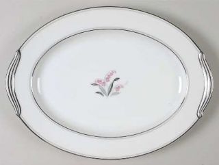 Noritake Crest 11 Oval Serving Platter, Fine China Dinnerware   Pink Flower Wit