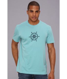 Life is good Stamped Ships Wheel Crusher Tee Mens T Shirt (Blue)