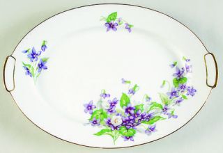 Mikado Beverly 12 Oval Serving Platter, Fine China Dinnerware   Violets & White