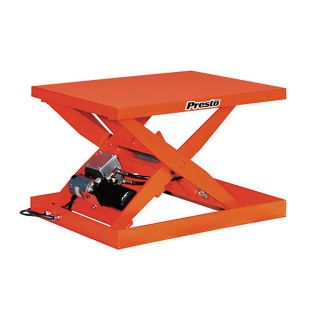 Presto Stationary Scissor Lift Tables   1 Phase, 115 Volt Motor   1000 Lb. Capacity   Orange