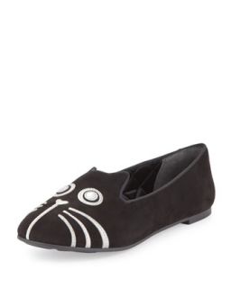 Womens Rue Cat Face Smoking Slipper, Black   MARC by Marc Jacobs