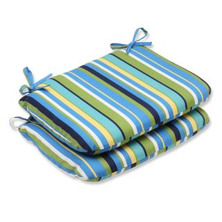 Pillow Perfect Outdoor Topanga Stripe Lagoon Rounded Corners Seat Cushion (set Of 2) (Blue/green/yellowClosure Sewn seam closureUV Protection Yes Weather Resistant Yes Care instructions Spot clean or hand wash Dimensions 18.5 inches long x 15.5 inche