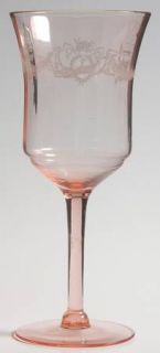 Bartlett Collins Decoration 36 Pink Water Goblet   Stem #820, Pink, Decoration #