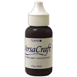 Tsukineko Versacraft Real Black Ink Refill (Real BlackMultipurposeWater based pigment ink Great on fabric, scrapbook pages, clay, porcelain, leather, and woodHeat set your image for permanencyCapacity One ounce Non toxic and child safeConforms to ASTM D4